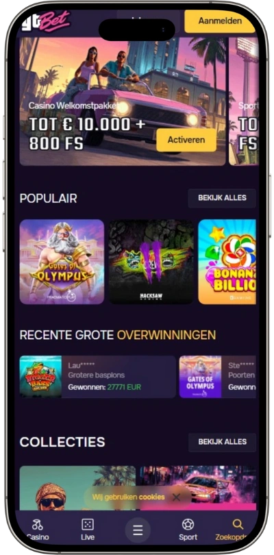 GTBET Mobiele ervaring